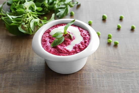 canva bowl with beet hummus with sauce and leaves MAD9bqiPlio