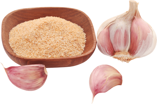 canva garlic powder in wooden bowl and cloves cutout MAEFyWw495E