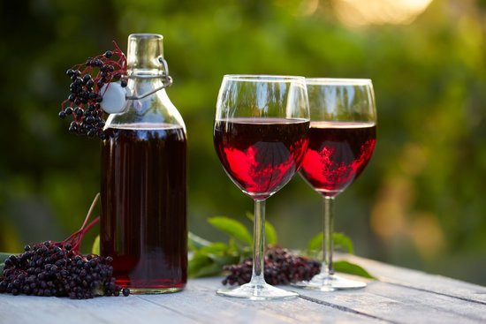 canva glasses of elderberry wine and elderberries MADFlmAQYrQ