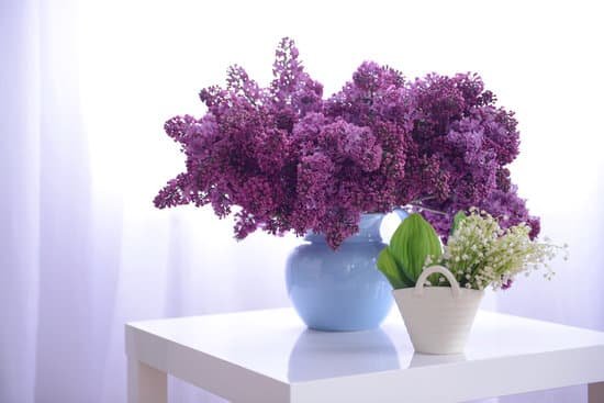 canva lilac and may lily bouquets in vase on white table MAD Qt8GP0s