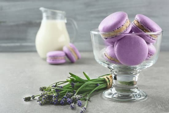 canva macaroons milk and lavender on table MAD Q5gdrGo