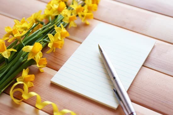 canva notebook and yellow daffodils on wooden background MAD Qgp7rP0