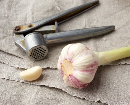 canva old metal garlic press and fresh young white garlic MAD7AXg1gJU