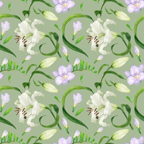 canva tropical seamless pattern with lily and freesia flowers MAEA3cZPOmc