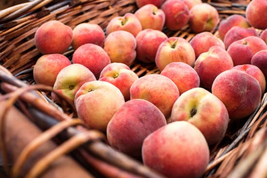 canva basket with fresh juicy peaches