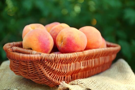 canva fresh peaches in wicker basket on sackcloth MAD Q39JvlY