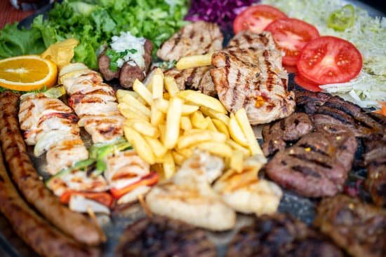 canva meat and chicken served on a plate