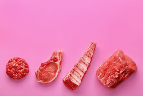 canva pieces of different fresh meat on color background