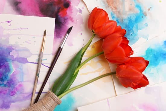 canva red tulips in vase on watercolor sketches background MAD MU6Gn s