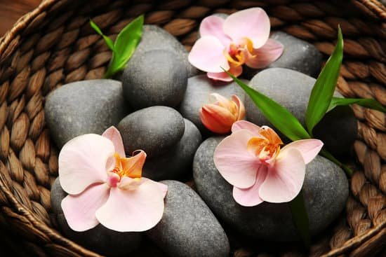 canva spa stones and orchid flowers in wicker basket MAD QusqYYs