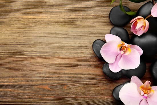 canva spa stones and orchid flowers on wooden background MAD QsOgFjI