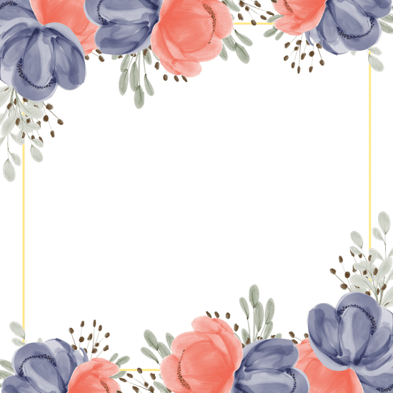 canva watercolor peony flower square golden frame MAEQpN wvBc