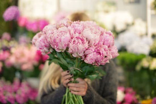 canva woman hiding face behind beautiful peonies in flower shop MAD9baWB fk