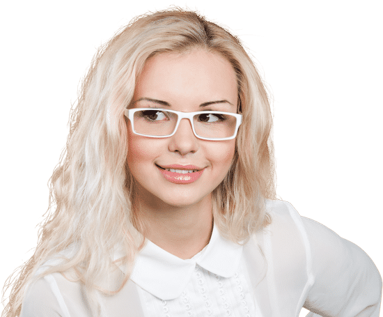 canva beautiful young woman with glasses smiling