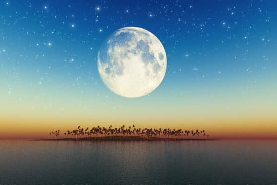 canva big full moon behind island