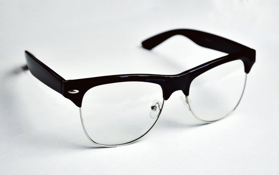 canva black framed clubmaster style eyeglasses