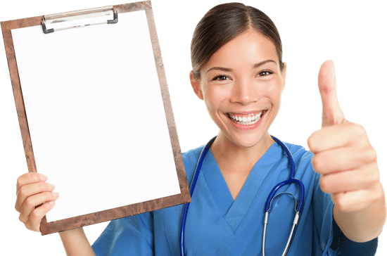 canva nurse showing blank clipboard sign MABh4uOYLWE