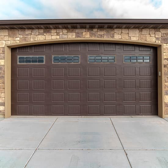 canva square large garage with double brown wooden door