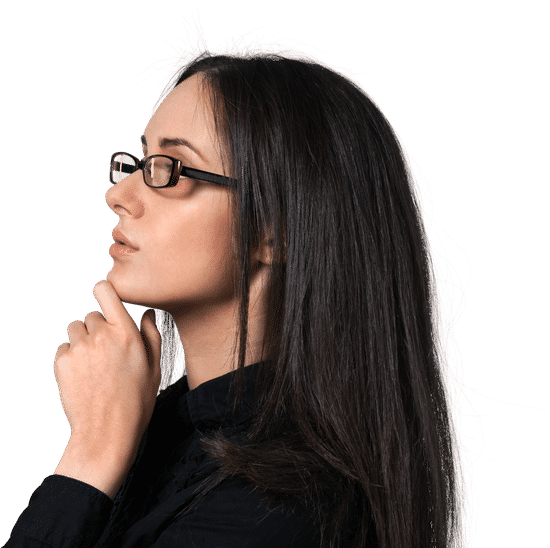 canva young woman wearing glasses with her hand on her chin MACKf9E5U28